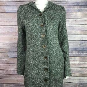 prAna Hooded Sweater in Marled Forest Green